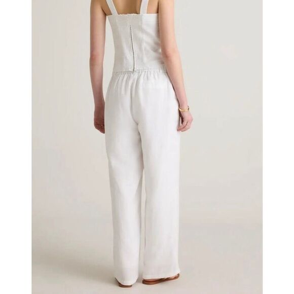 Quince NWT white 100% linen trouser pleat pant lined 6 - Picture 2 of 16